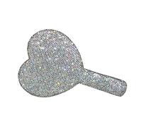 FashionCha Miroir de Maquillage Miroir de Poche Miroir à Main Miroir Cosmétique Compact En Embelli de Cristaux Cœur Petit Format Adapté à La Chambre F, blanche