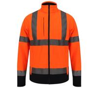 FASHIONISM Veste réfléchissante haute visibilité à manches longues pour adulte avec ourlet et poignets réglables, Orange/bleu marine, 5XL
