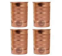 Fashnkart Verres en cuivre pur Eau potable Santé ayurvédique Gobelets en cuivre pur 10,14 oz 300 ml Lot de 4 (Touche argentée)