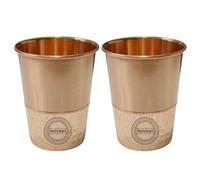 Fashnkart Verres en cuivre pur pour eau potable, santé ayurvédique, gobelets en cuivre pur, 10,14 oz, 300 ml (demi-martelés) (2 Pcs)