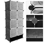 Fasike-Étagère de Rangement en Plastique/Armoire 8 Cubes Style Moderne 167x76x37cm Noir-Haute qualité