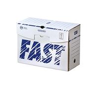 FAST Lot de 10 Boîtes Archives en Carton Dos 15cm Montage Manuel Blanc/Bleu 100725875