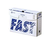 Fast Boîtes d'archives manuelles – Dos 10 cm – Blanc/Bleu – Lot de 10