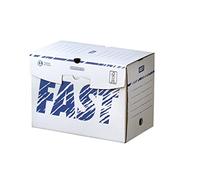 Fast Lot de 25 Boîtes Archives en Carton Dos 20cm Montage Manuel Blanc / Bleu