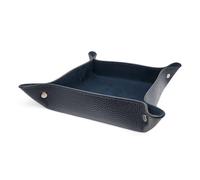 FAST WORLD SHOPPING - Vide-poches en cuir véritable fabriqué en Italie, organisateur de table design moderne, plateau de rangement élégant pour bureau de chevet ou meuble d'entrée maison bureau (bleu