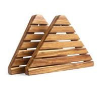 Faticenic Étagère d'angle de Douche, 2 pièces, Triangulaire en Bois, Caddie de Douche à vidange Rapide