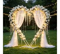 FATIVO Arche de Mariage Cœur en Métal 207 × 200 cm – Arche Décorative pour Ballons et Fleurs, Fond Photo Mariage, Fiançailles et Fête