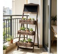 FATIVO Étagère sur pied 3 niveaux, étagère échelle pliable avec tableau, support plantes et bibliothèque pour salon cuisine bureau 38×50×106 cm