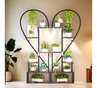 FATIVO Support pour plantes avec lampe de culture, lot de 2 étagères à fleurs avec lampe pour plantes, 6 étagères et 4 crochets, hauteur 167 cm