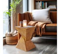 FATIVO Table d’appoint en forme Z – table basse en béton léger, design industriel, support pour plantes et colonne décorative