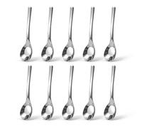 Fatiya Lot de 10 cuillères à soupe asiatiques en acier inoxydable, 17 x 4,5 cm, cuillères à soupe chinoises plates, argenterie asiatique polie miroir pour Dumpling Pho Miso Wonton