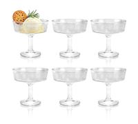 Fatiya Lot de 6 petits bols à dessert en verre transparent avec piédestal, 190 ml, design moderne, support de plat en cristal pour crème glacée, salade, fruits, gâteaux