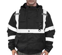 FATONE Veste réfléchissante haute visibilité pour homme Classe 3 Veste de sécurité imperméable avec poches, Noir , G