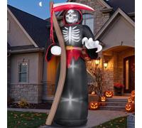 Faucheuse gonflable à LED pour Halloween - 2,4 m | Résistant aux intempéries - Installation facile pour Halloween - Lumières LED intégrées, décorations de fête