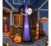 Faucheuse gonflable à LED pour Halloween 3 m | Résistant aux intempéries - Installation facile pour Halloween - Lumières LED intégrées, décorations de fête