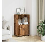 faucqel Armoire à roulettes aspect bois vieilli, 55 x 40 x 91 cm, avec roulettes, espace de rangement, buffet, salon, commode, chambre à coucher, couloir, armoire d'appoint, polyvalente, facile
