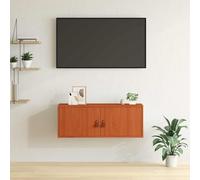 faucqel Armoire murale marron ciré en pin massif - 80 x 30 x 30 cm - Avec portes à charnières - Montage mural - Économie d'espace - Étagère flottante pour chambre à coucher - Étagère suspendue moderne