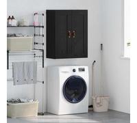 faucqel Armoire murale noire aspect chêne 69,5 x 34 x 90 cm pour salon, couloir et salle à manger avec 2 portes, élégante commode, armoire de couloir, Credeza, durable, peu encombrant