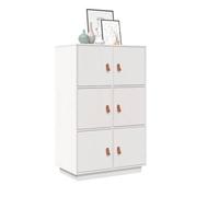 faucqel Buffet haut blanc, 67 x 40 x 108,5 cm, en pin massif, élégant pour salon, couloir et salle à manger, armoire rustique avec 6 portes, armoire polyvalente