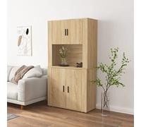 faucqel Buffet haut en chêne Sonoma pour salon avec beaucoup d'espace de rangement, commode pour chambre à coucher et couloir, montage mural possible, design moderne, durable et stable