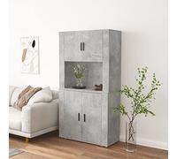 faucqel Credenza Meuble haut en bois gris béton 80 x 33 x 70 cm avec montage mural pour salon, couloir, salle à manger, commode, buffet, armoire