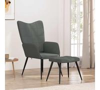 faucqel Fauteuil de relaxation avec tabouret, tissu gris foncé, 61 x 70 x 96,5 cm, 1 pièce avec cadre en acier et pieds en bois, fauteuil de salon confortable pour salon et chambre à coucher