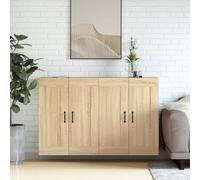 faucqel Lot de 2 étagères murales en chêne Sonoma pour salon, couloir, salle à manger, buffet, commode, armoire d'appoint avec espace de rangement et montage mural