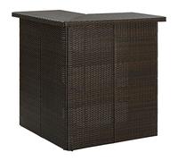 faucqel Table de bar d'angle marron 100 x 50 x 105 cm en rotin synthétique avec cadre en acier, étagères de rangement, peu encombrant, stable, moderne pour cuisine, salon, salle à manger, facile à