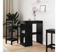 faucqel Table de bar en bois noir aspect chêne 90 x 47,5 x 103,5 cm Angle droit avec 2 étagères pour salle à manger, cuisine, salon, peu encombrante, moderne, polyvalente