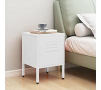 faucqel Table de chevet blanche en acier avec serrure et étagère réglable 35 x 35 x 51 cm, charge jusqu'à 40 kg, avec nivelants, table de chevet moderne pour chambre à coucher et rangement