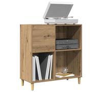 Faucqir Armoire à disques en chêne Artisan avec espace de rangement 84,5 x 38 x 89 cm, pieds en bois, étagère pour tourne-disque, vitrine et buffet pour salon et bureau