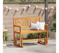 Faucqir Banc à bascule de jardin naturel - 110 x 59 x 97 cm - En bois d'acacia massif - Pour extérieur, balcon, terrasse, véranda - Banc de parking - Robuste et facile d'entretien