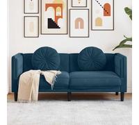Faucqir Canapé 2 places avec coussin, en velours bleu, 173,5 x 77 x 70 cm, avec coussin rond, confortable pour la détente et le salon