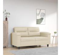 Faucqir Canapé 2 places en cuir synthétique crème - Largeur d'assise : 120 cm - Structure en métal - Meuble rembourré - Salon - Canapé lounge - Détente - Confort - Design moderne