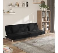 Faucqir Canapé-lit 2 places noir avec housse en tissu, 200 x 84,5 x 69 cm, 2 coussins, canapé et lit 2 en 1, structure en bois robuste, mobilier rembourré confortable pour salon, chambre d'amis
