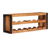Faucqir Casier à vin en bois massif d'acacia marron 120 x 45 x 33 cm avec cadre en fer solide Porte-bouteilles pour cuisine, salle à manger, salon pour un rangement et un rangement élégants