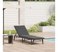 Faucqir Chaise longue avec coussin, en polyrotin, gris, 200 x 59 cm, dossier réglable, imperméable et résistant aux UV, idéal comme chaise longue de jardin, chaise longue de piscine, chaise longue de