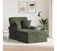 Faucqir Chaise longue avec jupe et coussin Vert 157 x 91 x 91 cm ARES Polyester Lounge avec accoudoirs confortables et coussin d'assise amovible pour salon, chambre à coucher, bureau et jardin d'hiver