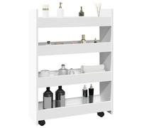 Faucqir Chariot de rangement étroit en bois blanc avec 4 niveaux et roulettes pivotantes, chariot de cuisine polyvalent et chariot d'appoint pour ranger la vaisselle et les couverts