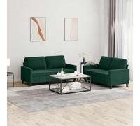 Faucqir Ensemble de canapé 2 pièces en velours vert foncé avec coussins, canapé 2 places, canapé d'angle rembourré pour salon, salon, relaxation, canapé-lit, lit d'invité