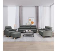 Faucqir Ensemble de canapé 4 pièces avec coussins, tissu gris foncé, meubles rembourrés modernes pour salon, chambre d'amis, salon, relaxation, canapé d'angle confortable avec tabouret
