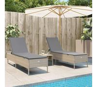 Faucqir Lot de 2 chaises longues de jardin en polyrotin avec dossier réglable, résistant aux UV pour terrasse, balcon, piscine, bien-être extérieur et détente