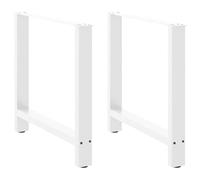 Faucqir Lot de 2 pieds de table à manger blancs 80 x 72-73 cm en acier avec pieds de nivellement réglables, pieds de meubles stables pour table à manger, bureau, table basse, cadre durable, montage