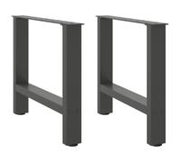 Faucqir Lot de 2 pieds de table basse anthracite 60 x 42-43 cm en acier avec pieds de nivellement réglables, adaptés comme pied de meuble, pied de support, cadre de table, pièce de rechange, angle de