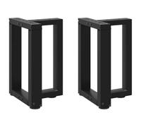 Faucqir Lot de 2 pieds de table basse en forme de T en acier - Noir - 38 x 25 x 42-43 cm - Avec pieds de nivellement réglables pour une construction stable de meubles - Convient comme cadre de table