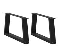 Faucqir Lot de 2 pieds de table basse en forme de V - Noir - 50 x (30-31,3) cm - En acier avec nivelateurs en plastique réglables - Pour la construction de meubles, pièce de rechange, fixation, plaque