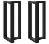 Faucqir Pied de table en forme de T - Noir - 50 x 35 x 90-91 cm - En acier revêtu par pulvérisation - Pied de meuble stable pour tables mange-debout - Avec pieds de nivellement réglables