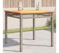 Faucqir Table de jardin grise - 80 x 80 x 75 cm - En polyrotin - En bois d'acacia - Résistant aux intempéries - Pour terrasse, balcon, jardin, véranda, cour, idéale pour les repas, les fêtes et les