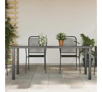 Faucqir Table de jardin noire 190 x 90 x 74 cm en aluminium et verre résistant aux intempéries pour balcon, terrasse, jardin, véranda, salle à manger, salon