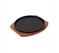 Fauhapyway Assiette Sizzling 29cm pour Four et Induction(29CM) | 25cm diamètre, socle pour bois inclus, pour idéal steak sizzling, usage four et induction, finition noire mate